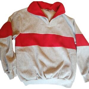 Ted Mcgill Fleece Sweatshirt Mens XL Blockcore Grey 3/4 zip 90s Vintage